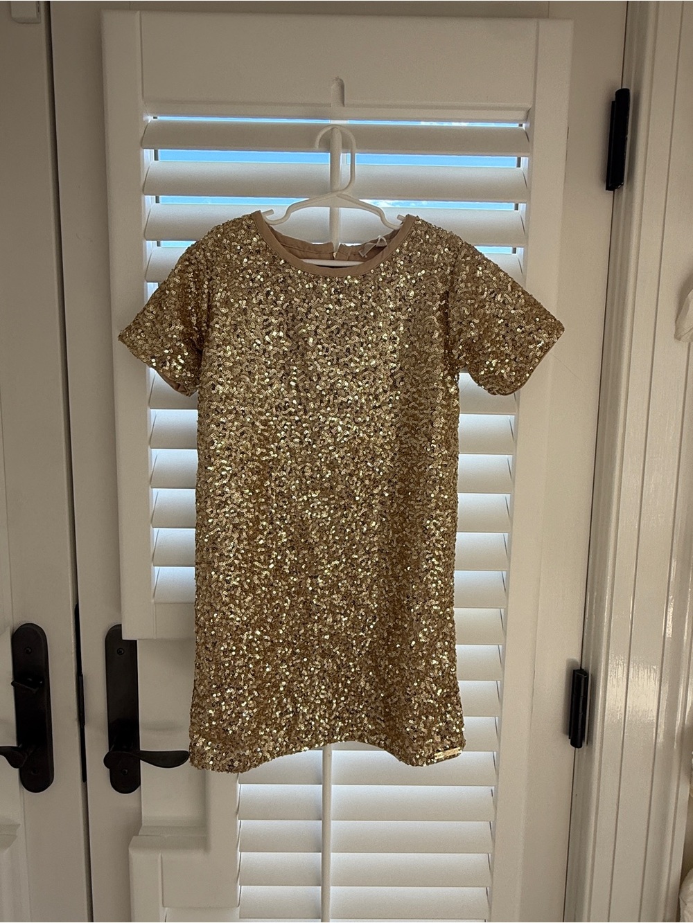 Michael Kors Gold Sequin Zip-Front Dress